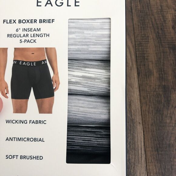 American Eagle Flex Boxer Briefs 6" Inch 5-Pack Stretchy Soft Size XS Gray Multi - Picture 2 of 7